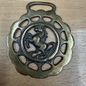English Horse Brass Raring Horse Open Edge Bridle Harness Decoration